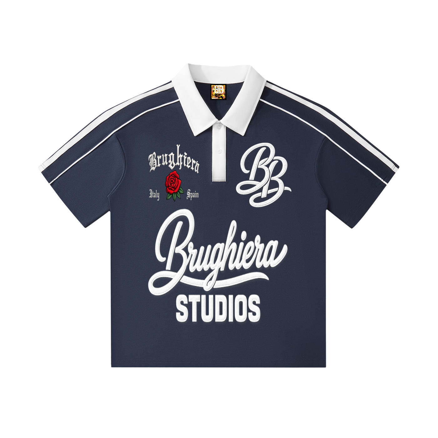 BRUGHIERA STUDIOS Contrast Collar Short-Sleeve Polo Shirt