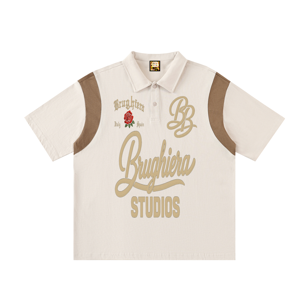 STUDIOS Contrast Panel Cotton Polo Shirt