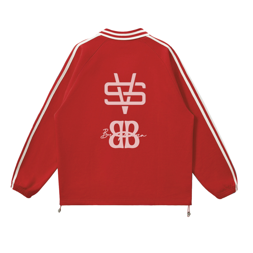 SAINT VERNONA Contrast Striped Lapel Collar Sweatshirt