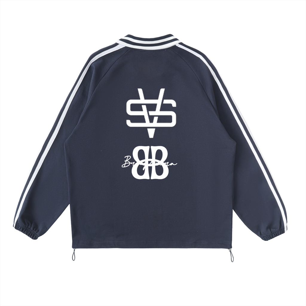 SAINT VERNONA Contrast Striped Lapel Collar Sweatshirt