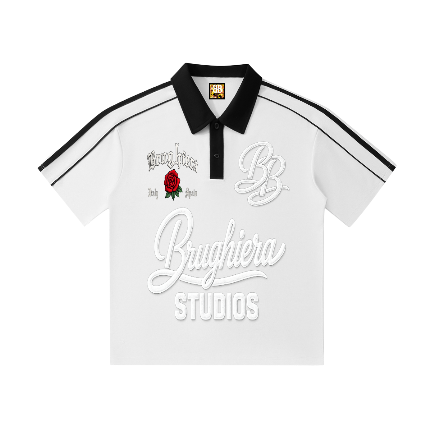 BRUGHIERA STUDIOS Contrast Collar Short-Sleeve Polo Shirt