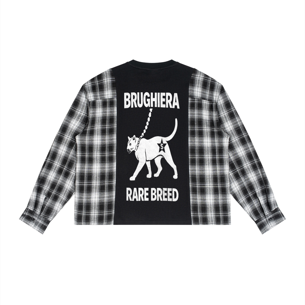 BB Unisex Plaid Panel Long Sleeve T-Shirt
