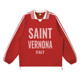 SAINT VERNONA Contrast Striped Lapel Collar Sweatshirt