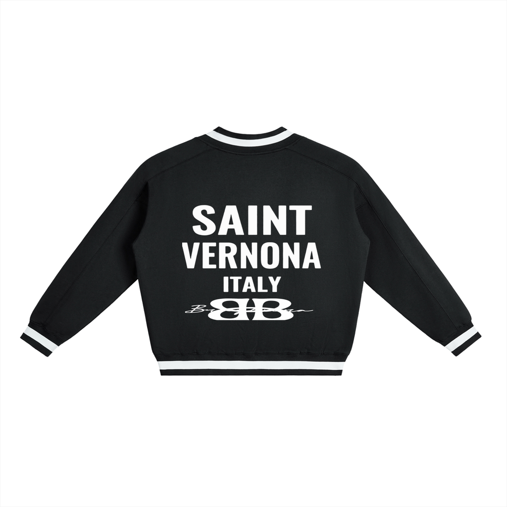 SAINT VERNONA V-Neck Contrast Collar Boxy Sweatshirt