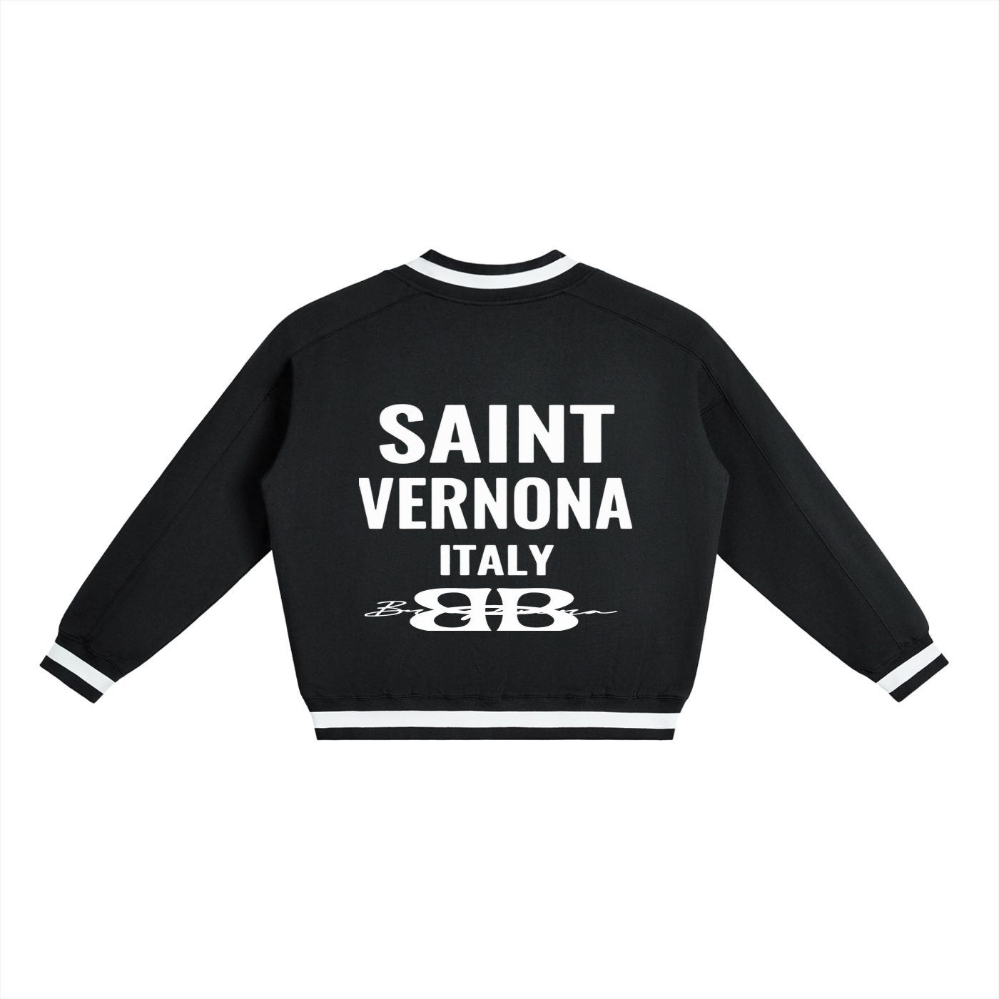 SAINT VERNONA V-Neck Contrast Collar Boxy Sweatshirt