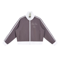 WOMEN EXCLUSIVE Contrast Side Stripe Fleece Cropped Track Jacket