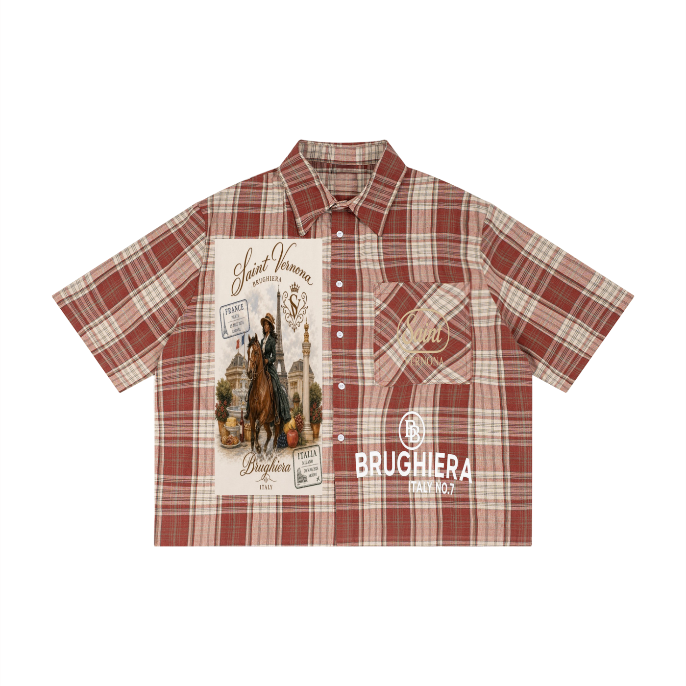 SV Unisex Plaid Boxy Short Sleeve Shirt