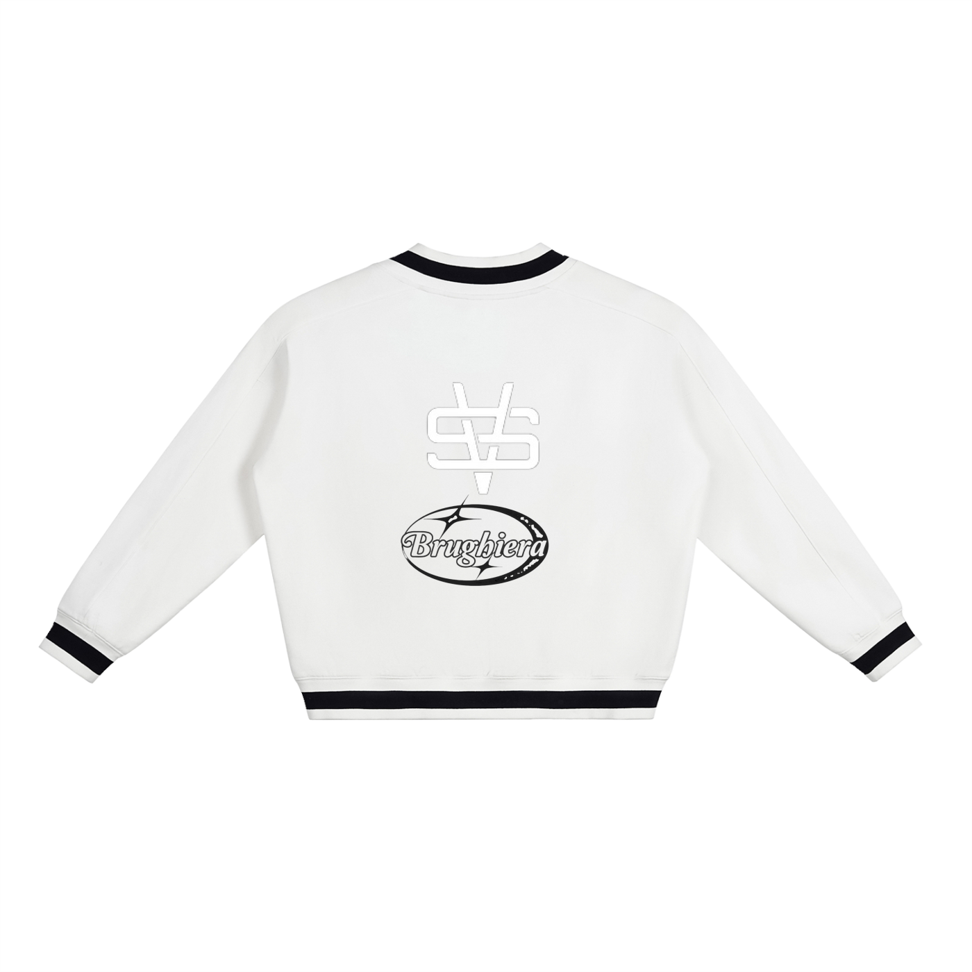 SAINT VERNONA V-Neck Contrast Collar Boxy Sweatshirt