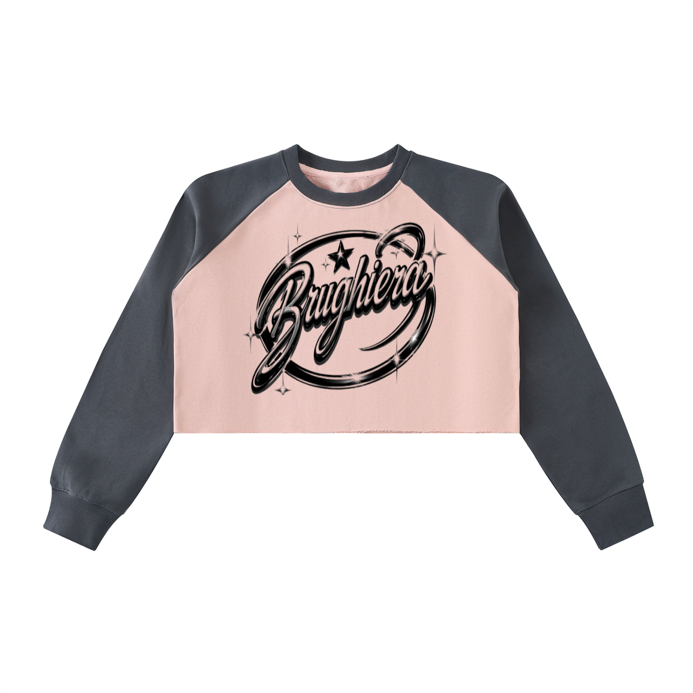 WOMEN Raw-Hem Color-Block Raglan Crop Sweatshirt