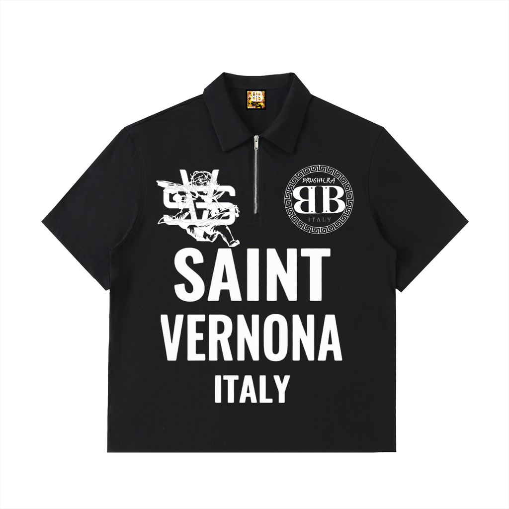 SAINT VERNONA Half-Zip Cotton Polo Shirt