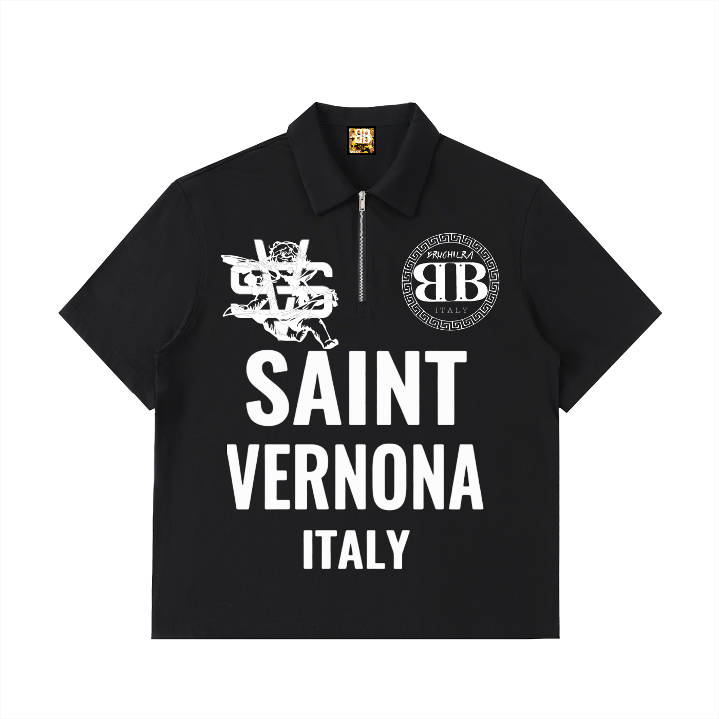 SAINT VERNONA Half-Zip Cotton Polo Shirt