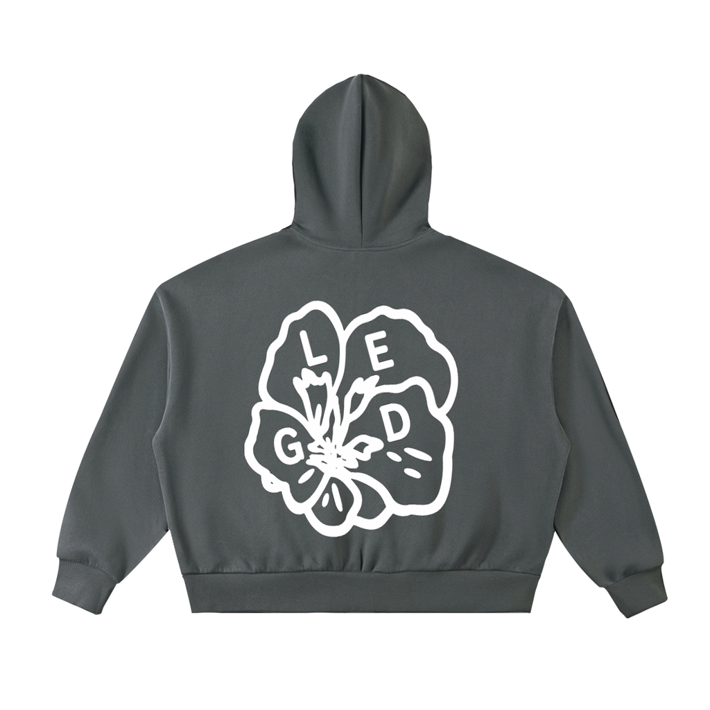 JPN FLOWER Fleeced Full-Zip Boxy Hoodie
