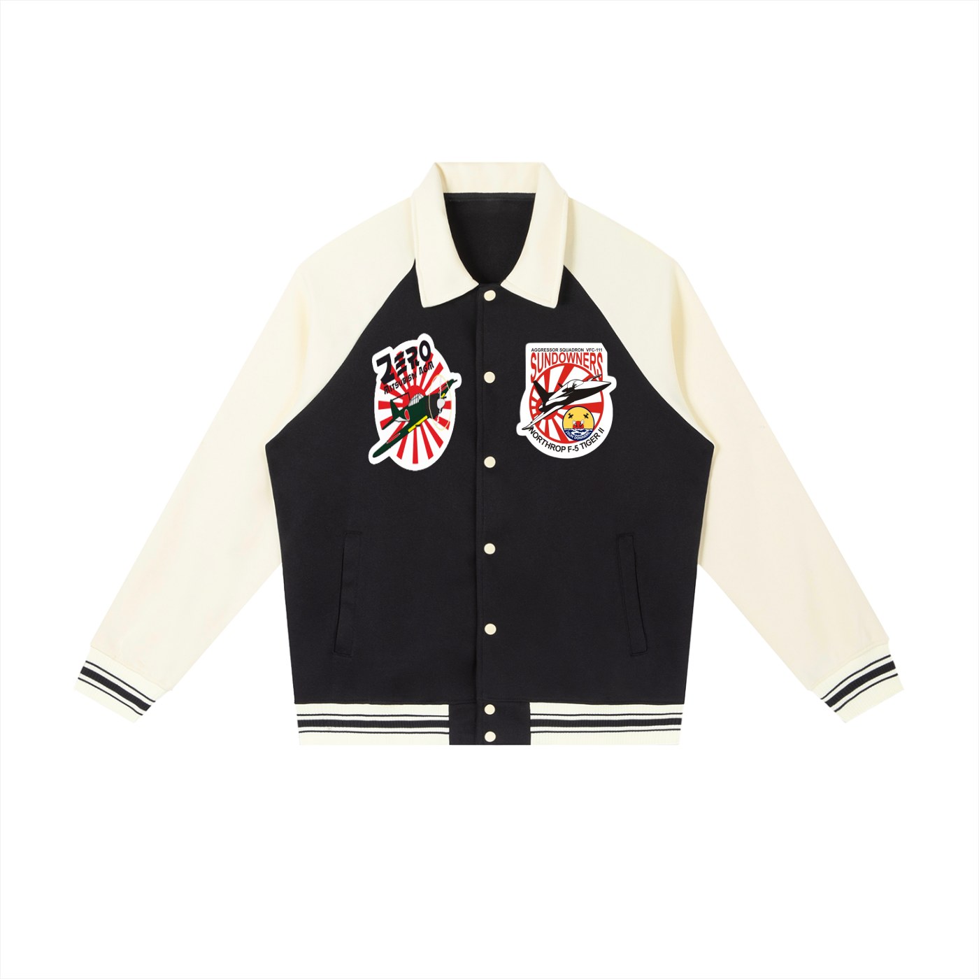 JPN FLIGHT Contrast Raglan Sleeve Baseball Jacket