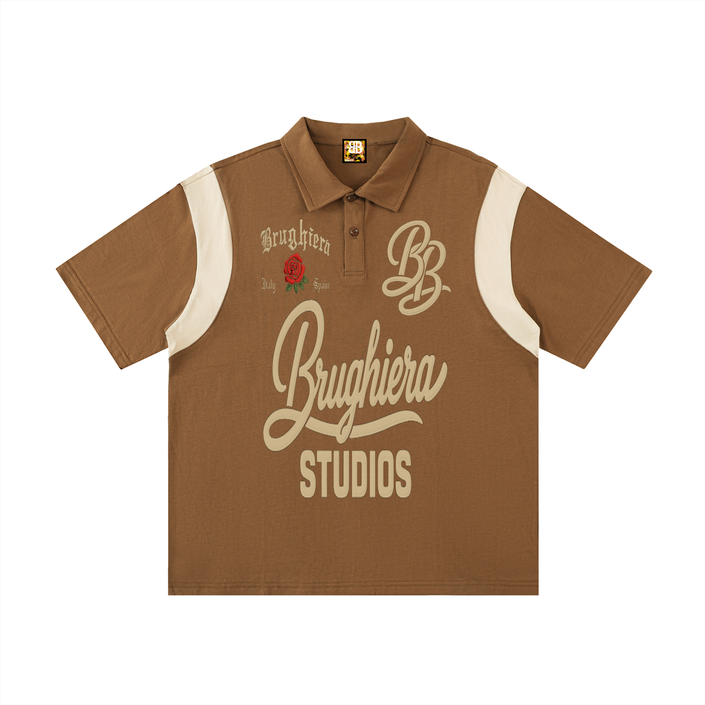 STUDIOS Contrast Panel Cotton Polo Shirt