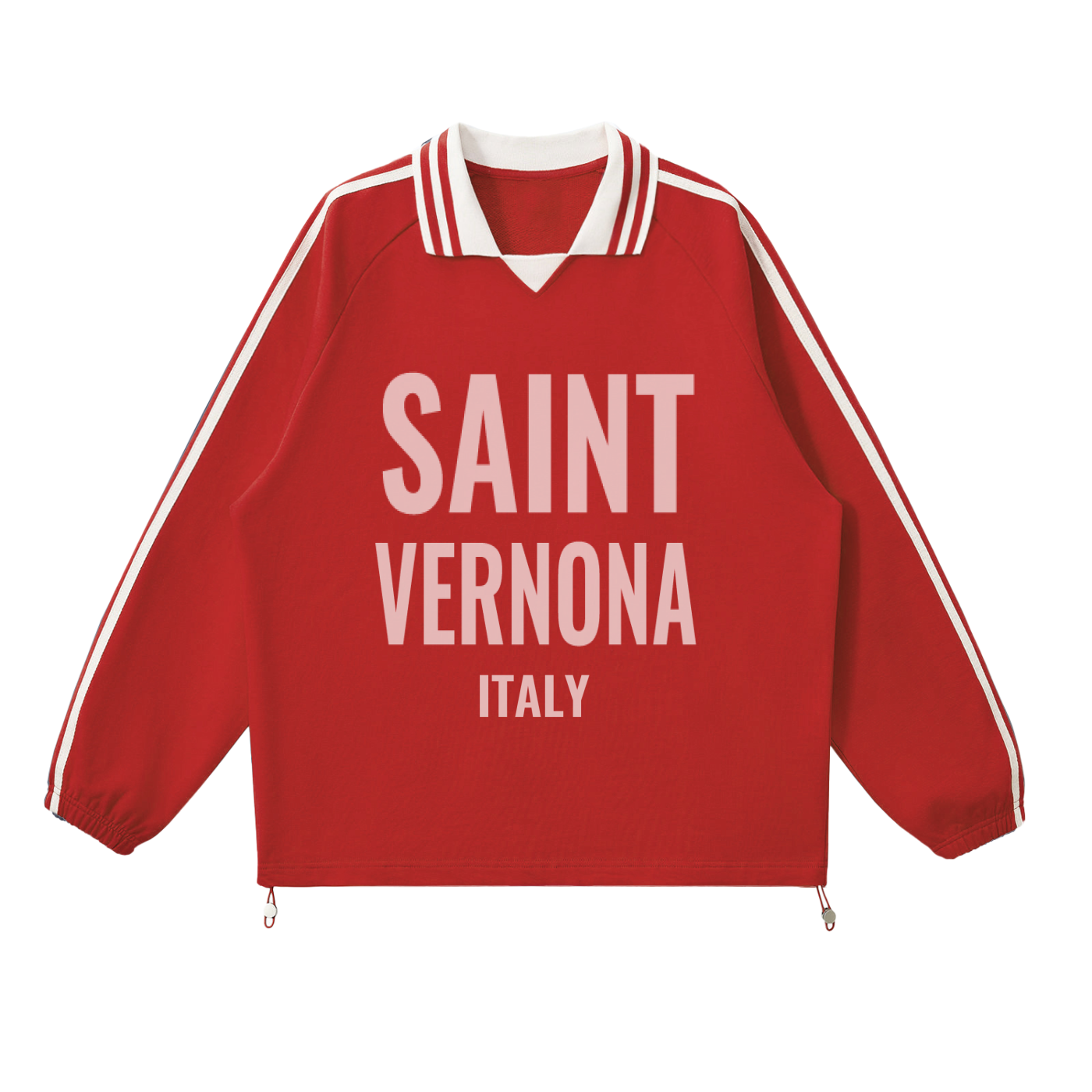 SAINT VERNONA Contrast Striped Lapel Collar Sweatshirt