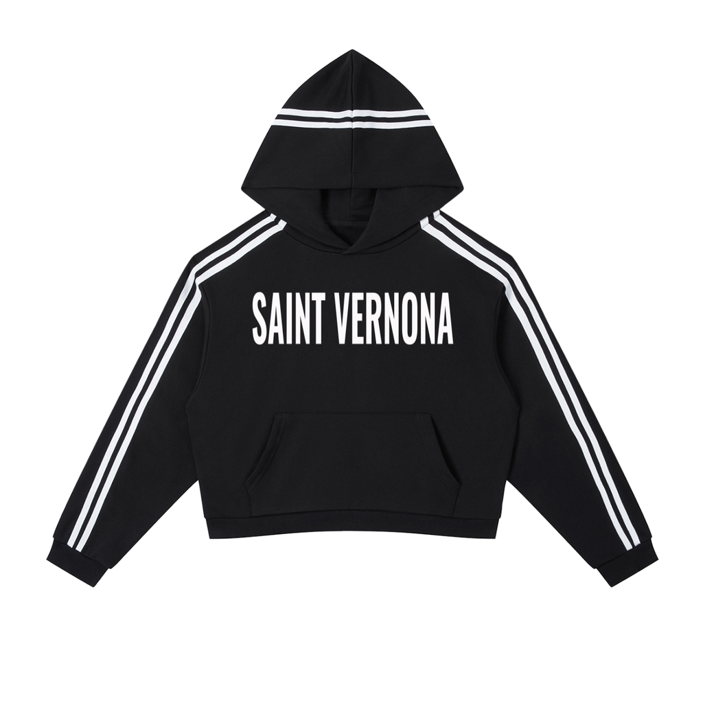WOMEN Contrast Side Stripe Cropped Hoodie