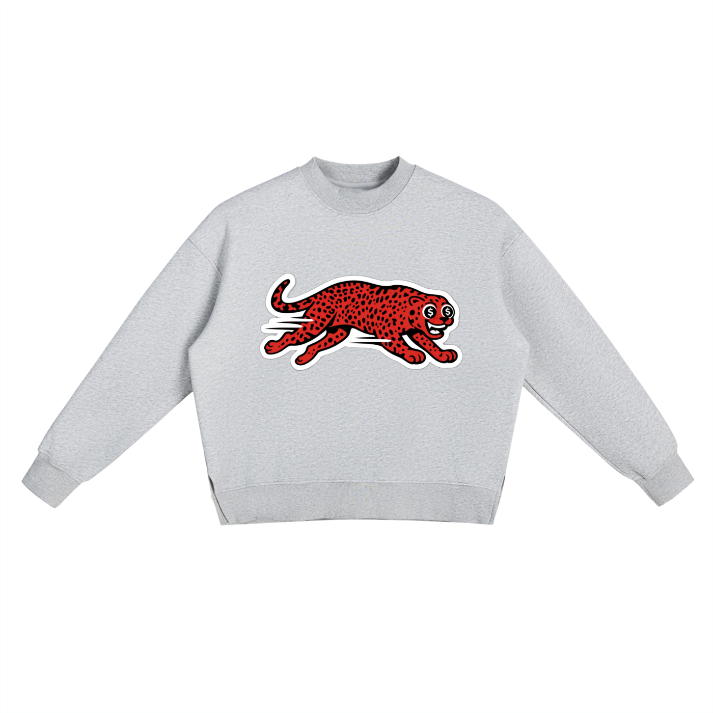 RUNNING COUGAR LOGO Fleece Side Slit Crewneck Sweatshirt