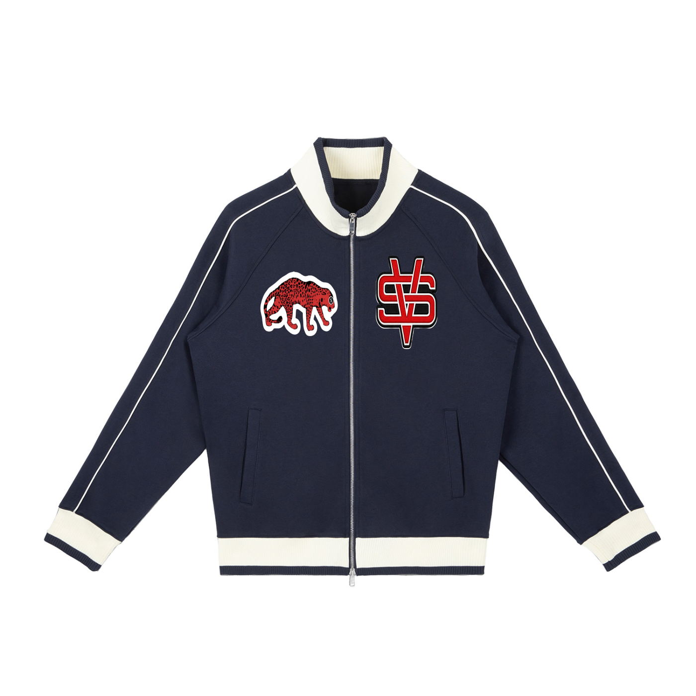 UNISEX Color Block Raglan Sleeve Zip Track Jacket