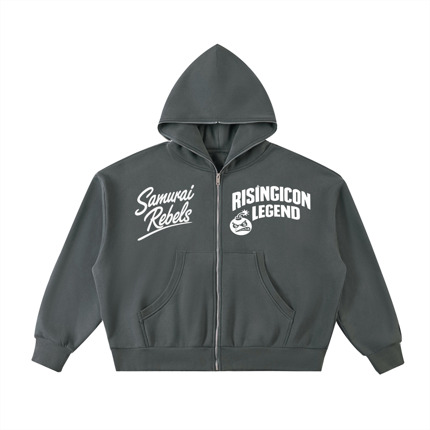 JPN FLOWER Fleeced Full-Zip Boxy Hoodie