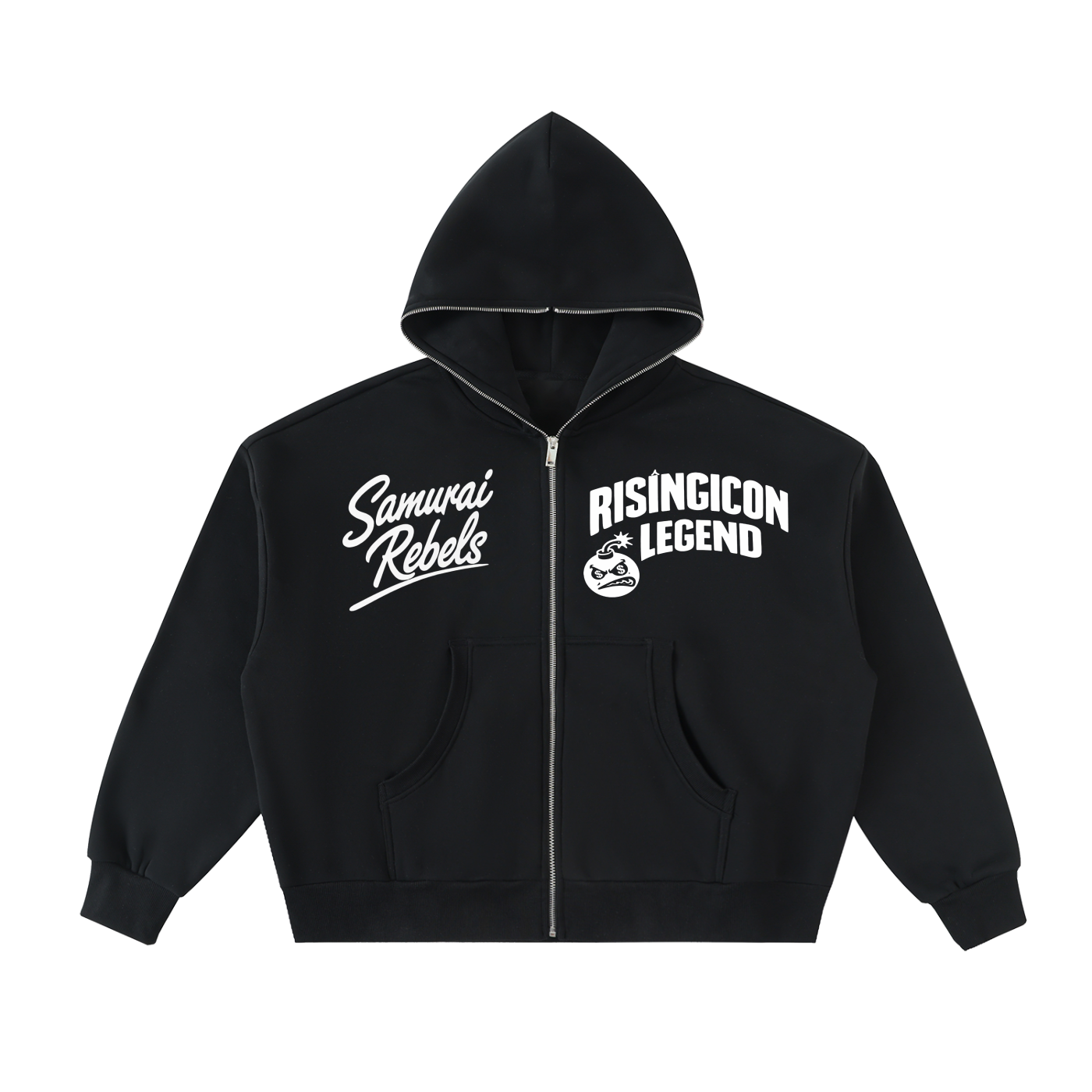 JPN FLOWER Fleeced Full-Zip Boxy Hoodie