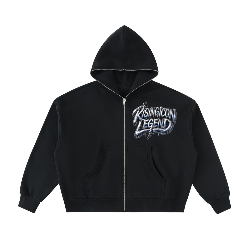 SURFER Fleeced Full-Zip Boxy Hoodie