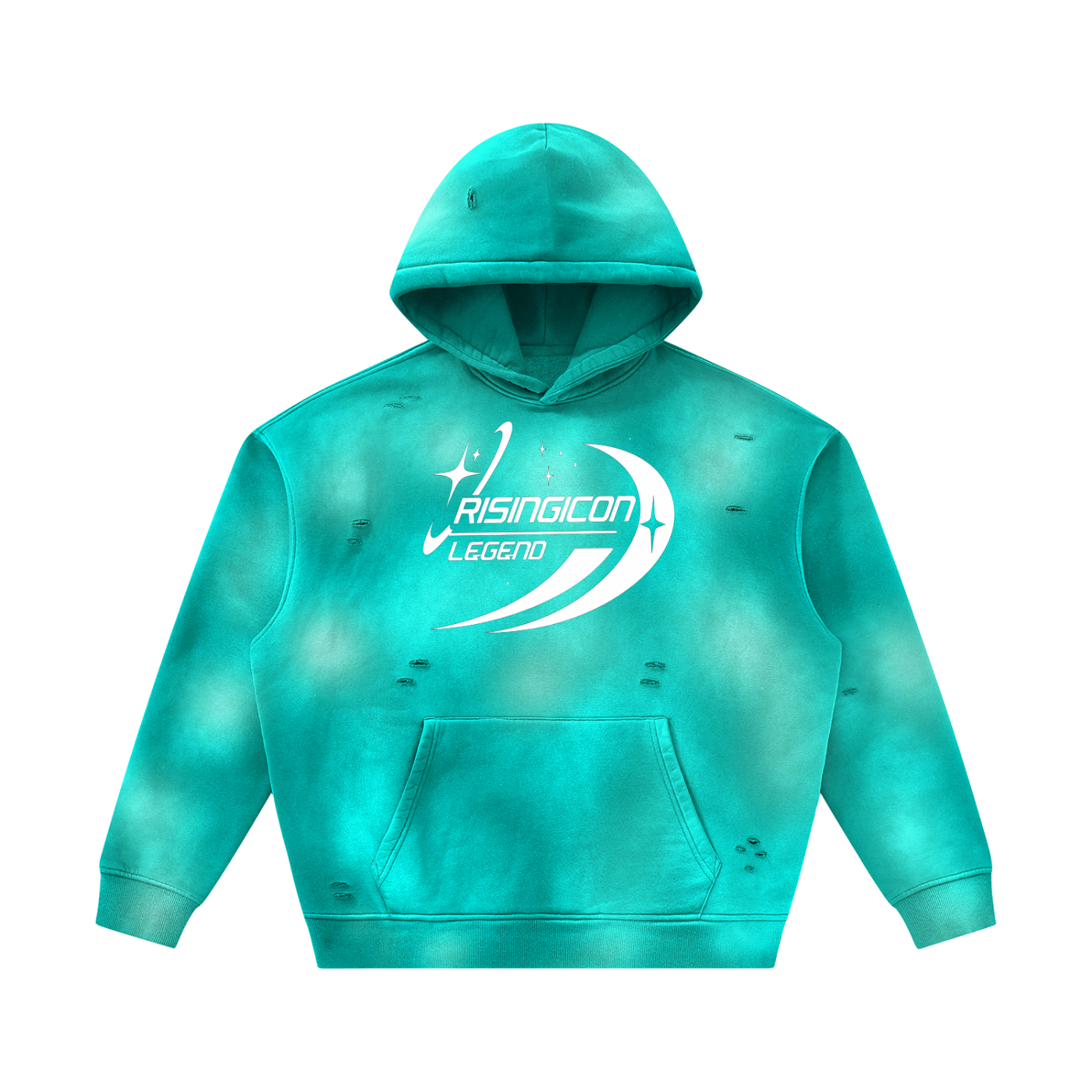 GLOBAL MONEY Unisex Sunfade Frayed Fleece Hoodie