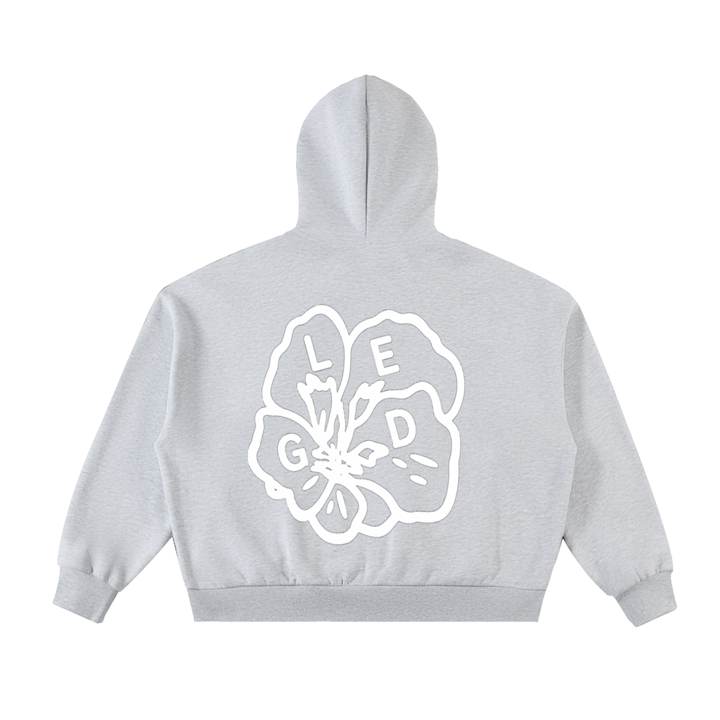 JPN FLOWER Fleeced Full-Zip Boxy Hoodie