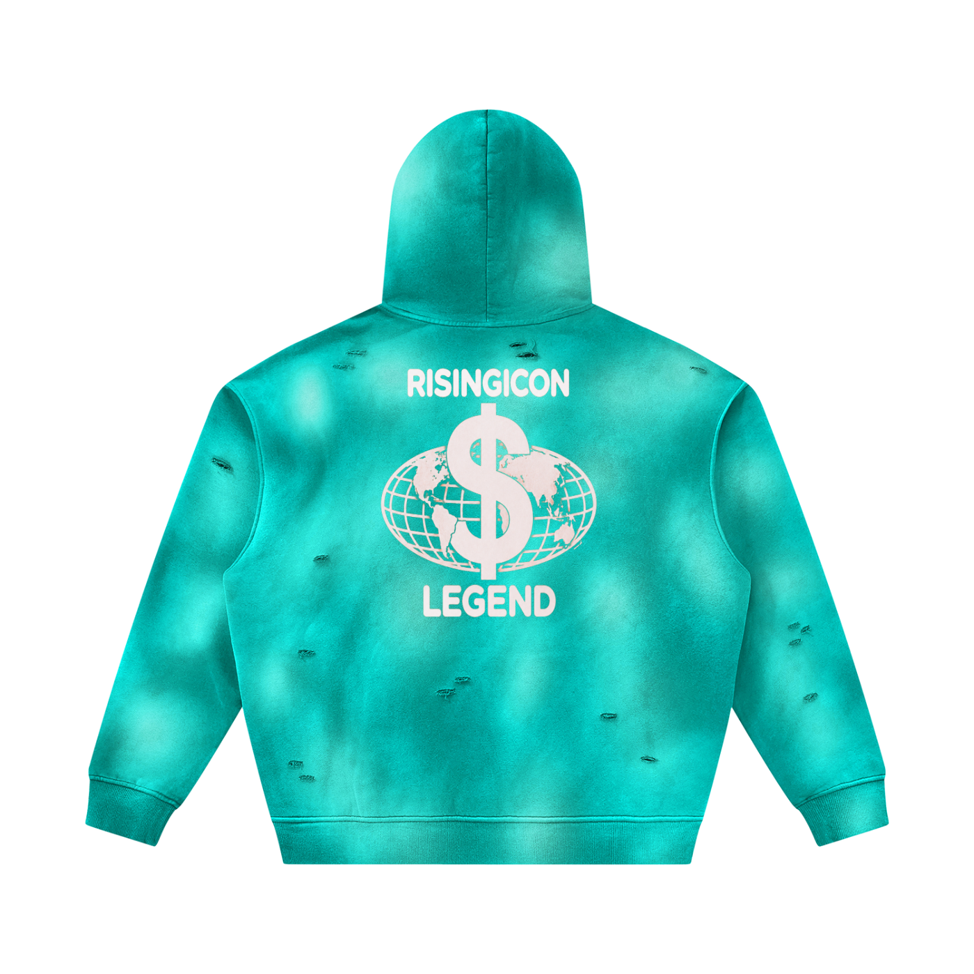 GLOBAL MONEY Unisex Sunfade Frayed Fleece Hoodie