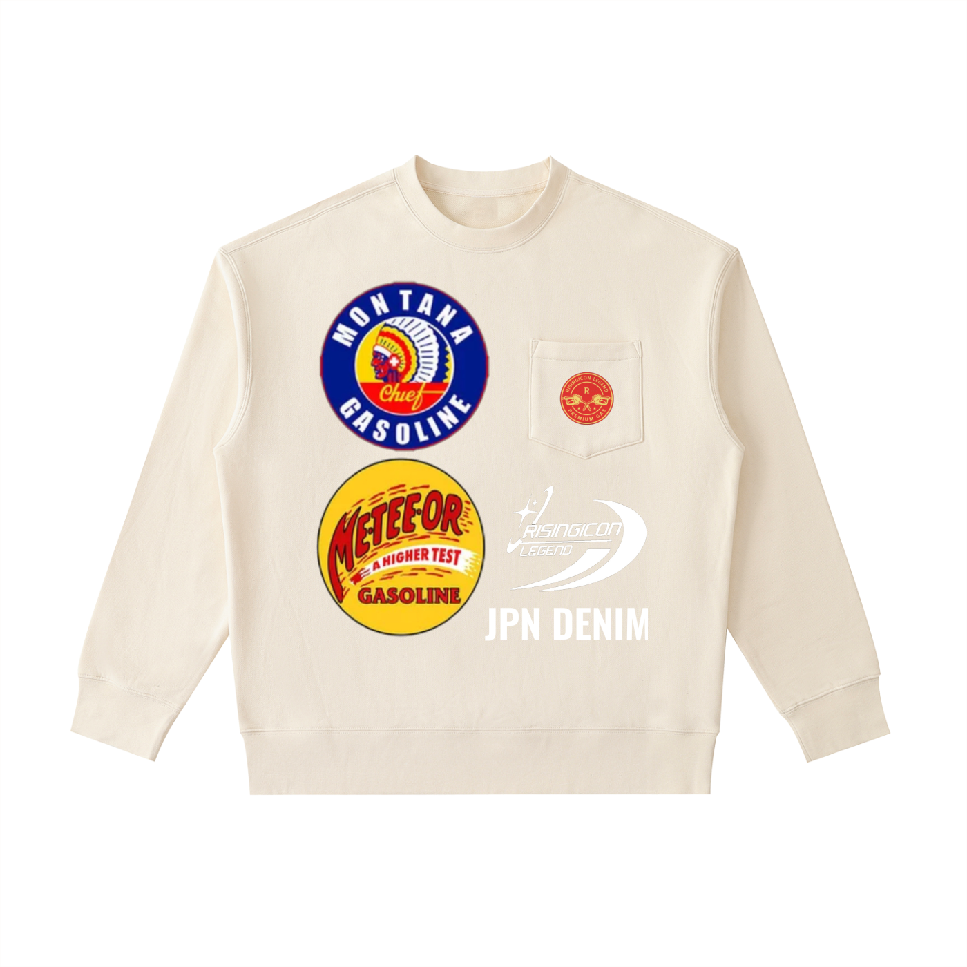 PREMIUM OCTANE Patch Pocket Crewneck Sweatshirt