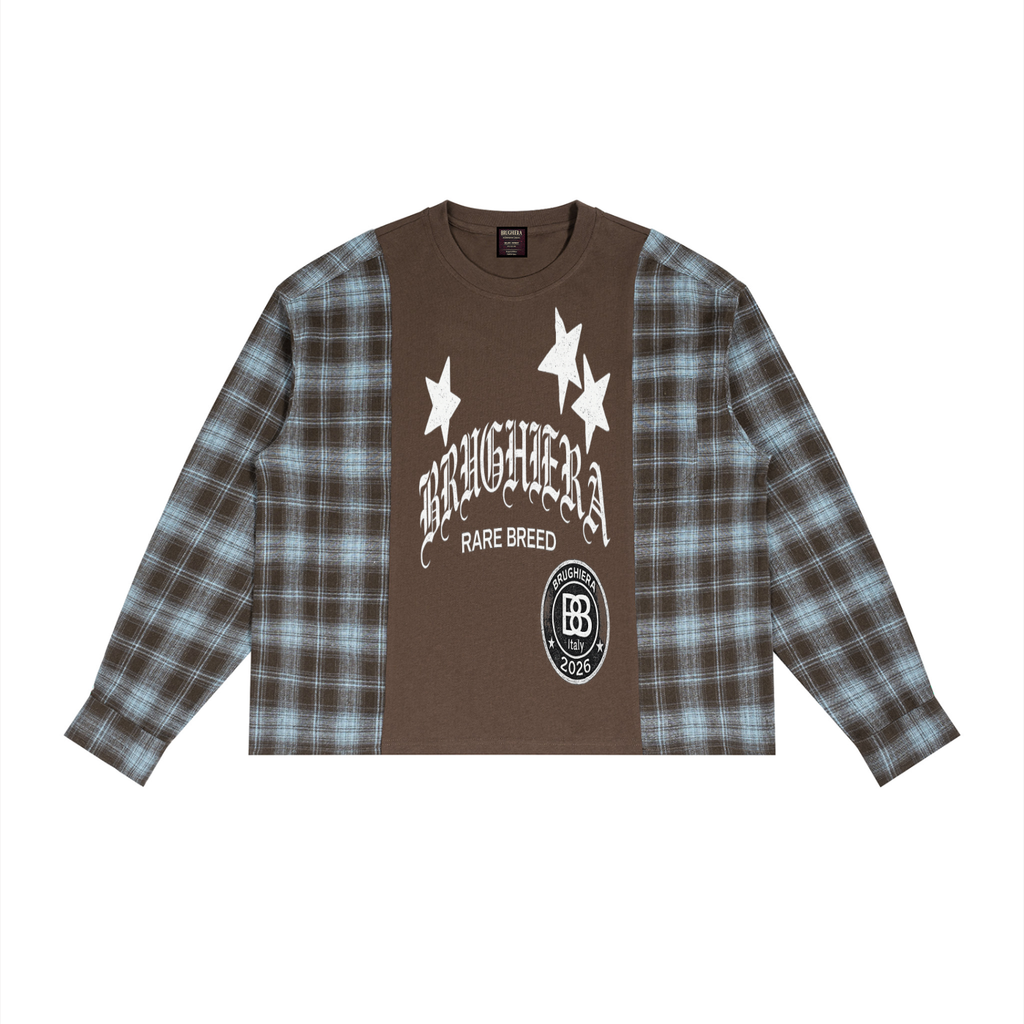 BB Unisex Plaid Panel Long Sleeve T-Shirt