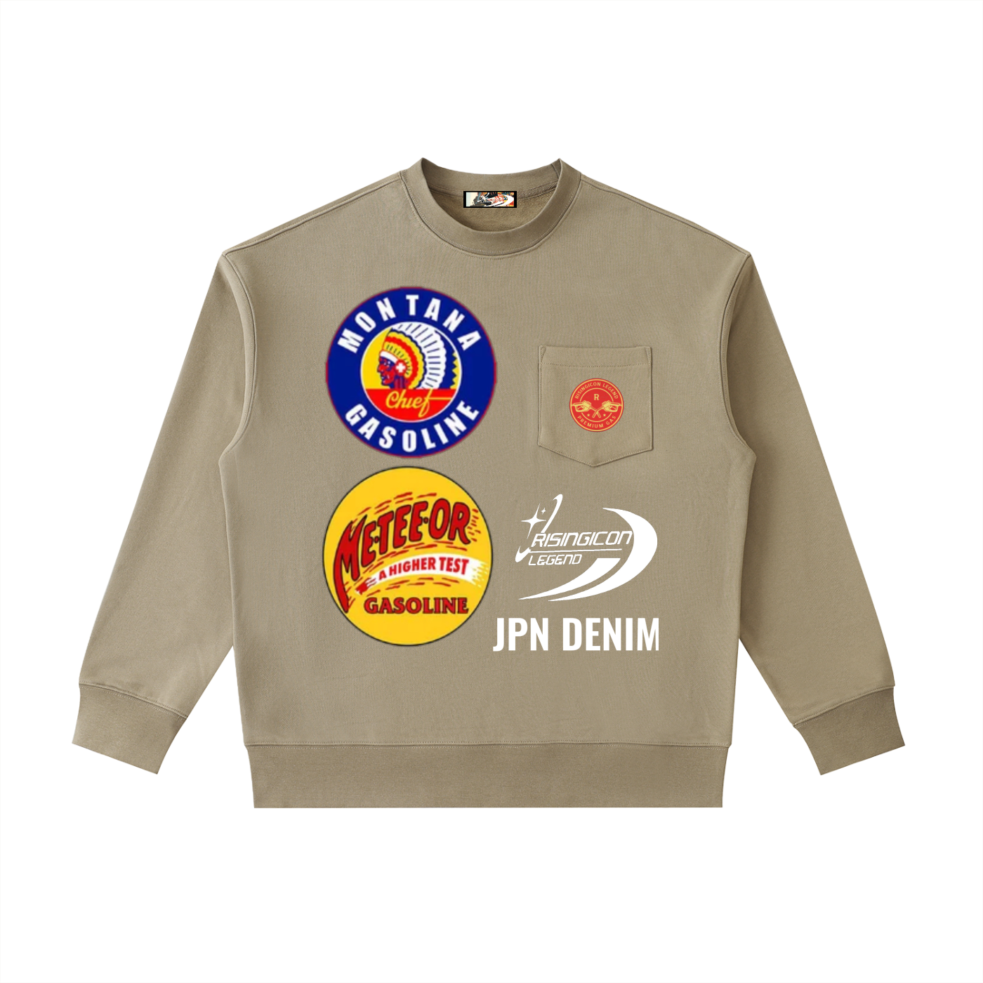 PREMIUM OCTANE Patch Pocket Crewneck Sweatshirt