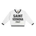 SAINT VERNONA V-Neck Contrast Collar Boxy Sweatshirt