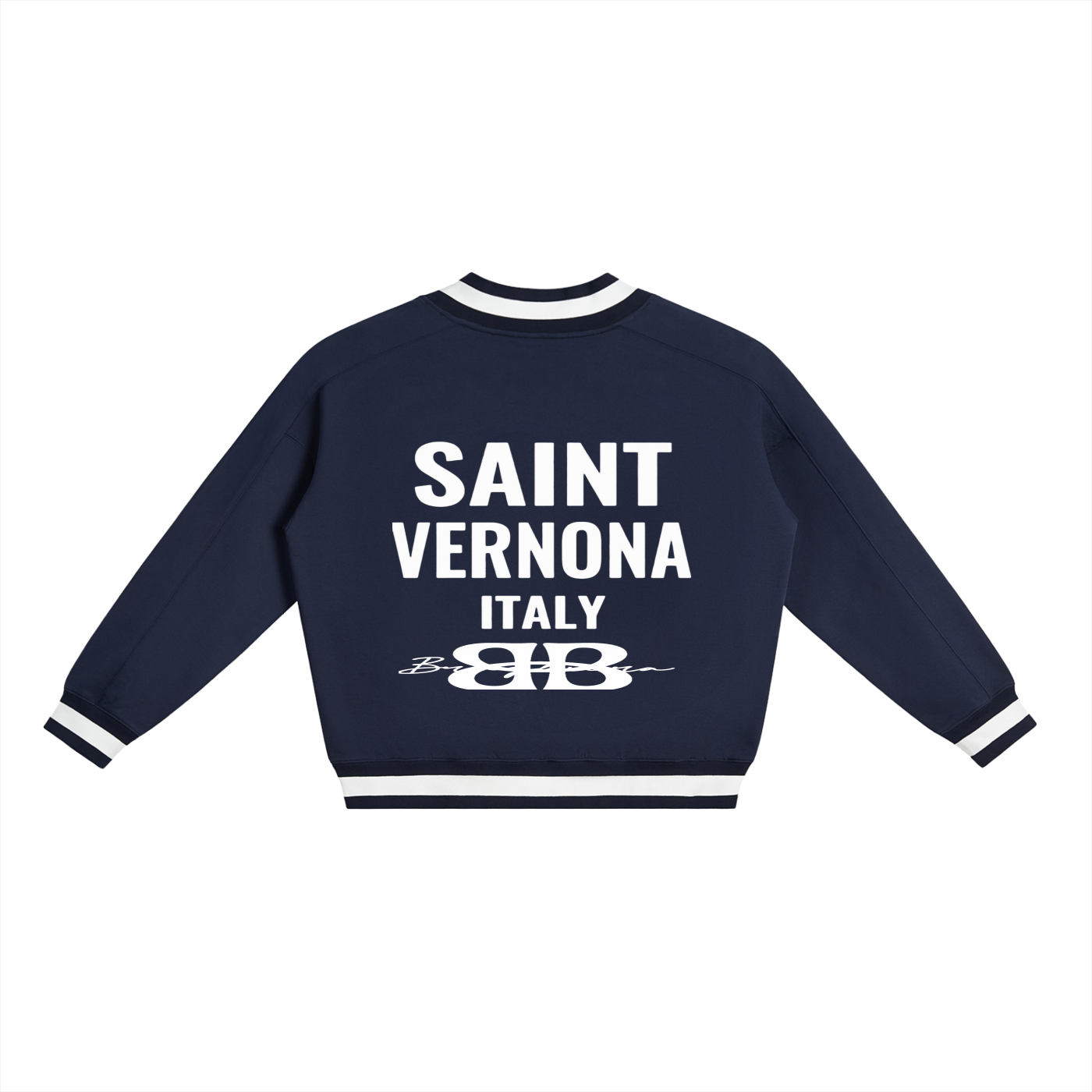 SAINT VERNONA V-Neck Contrast Collar Boxy Sweatshirt