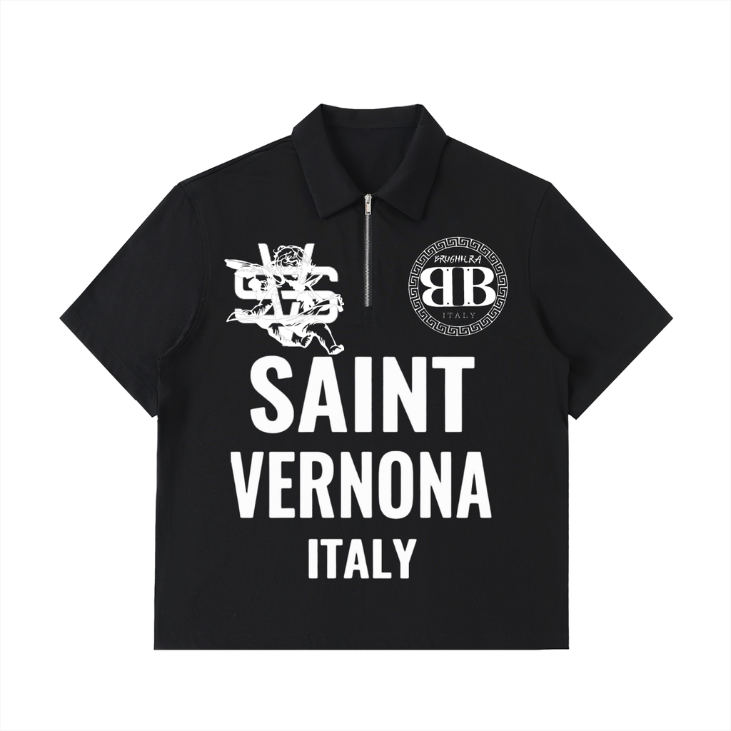 SAINT VERNONA Half-Zip Cotton Polo Shirt