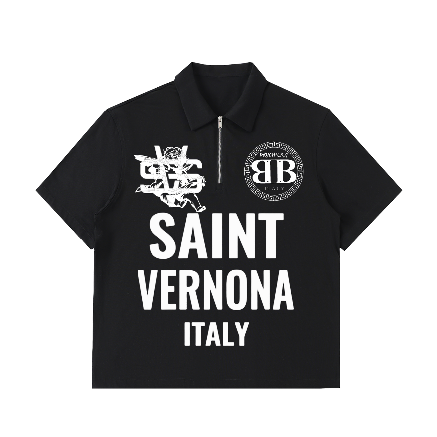 SAINT VERNONA Half-Zip Cotton Polo Shirt