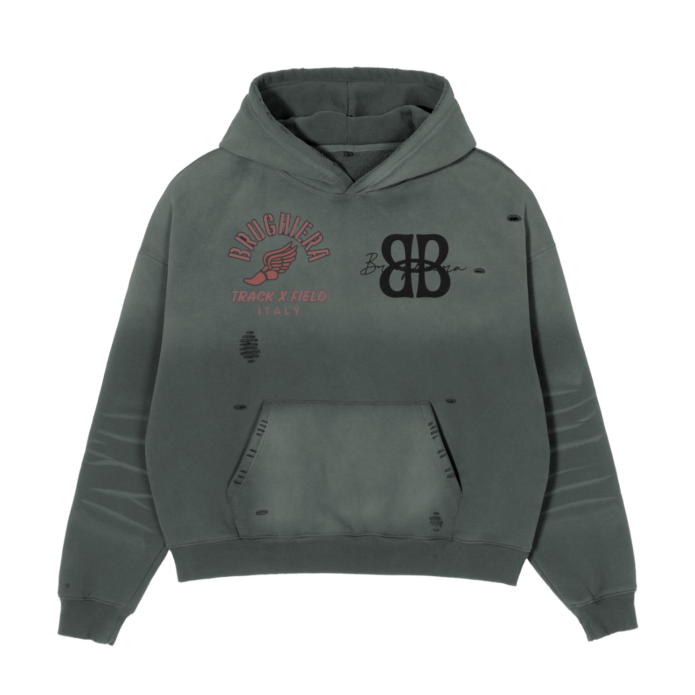 Track x Field Frayed Sunfade Boxy Fleece Hoodie